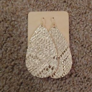 Nickel & Suede Gold Snake Leather Earring Medium